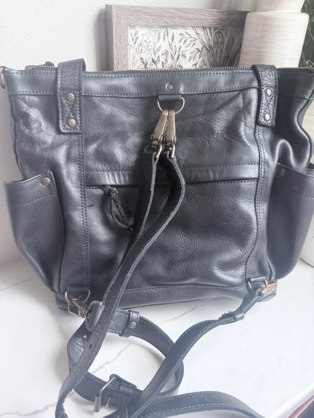 Nena & Co Medium The Perfect Bag Black Leather with birds - Picture 4 of 4